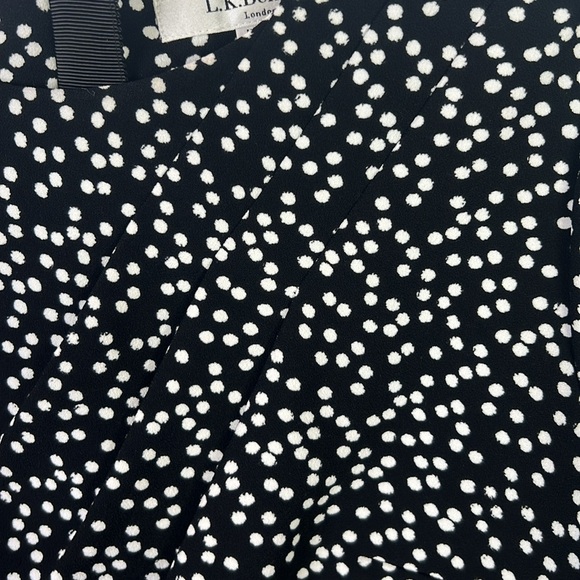L.K. BENNETT WOMEN’S YOLANDA PRINT MONOCHROME TAILORED DRESS BLACK WHITE SZ 4 - Picture 8 of 9